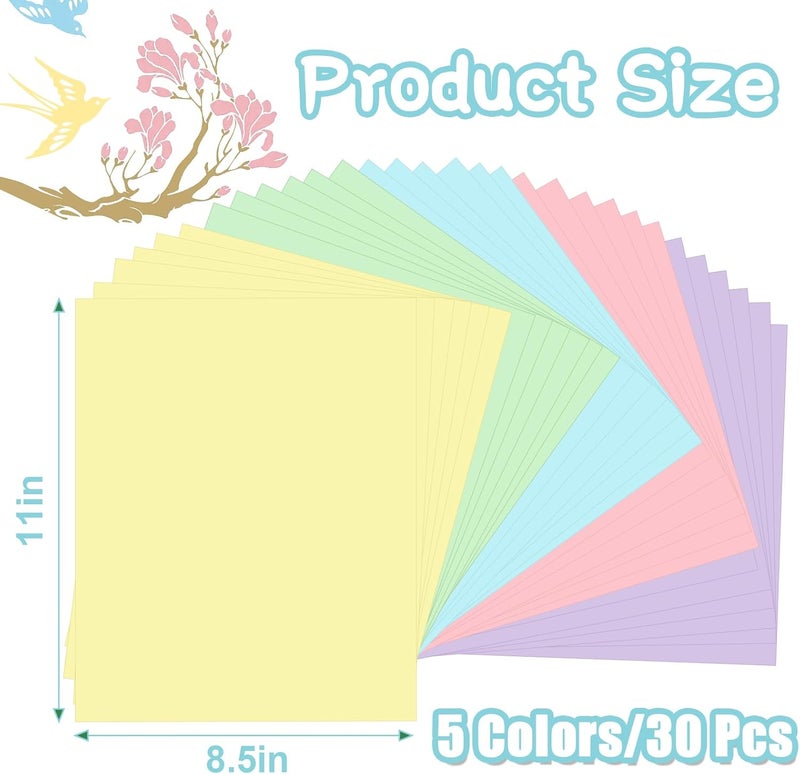 JULBEAR 30 Sheets Spring Easter Day Colored Cardstock 5 Colors 180gsm 8.5x11 Inch Assorted Cardstock for DIY Cards Scrapbook Print Paper DIY Crafts Holiday Decorations Making Office Home Supplies - Image 2